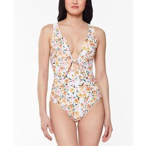 1916 Jessica Simpson  Summer Dreaming One-Piece Swimsuit SUNSET MULTI XL nwot